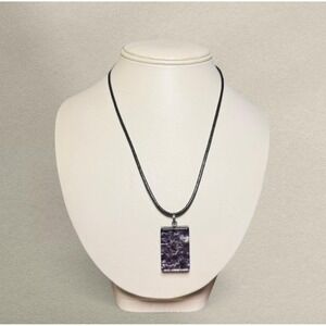 Murano Glass Pendant Necklace | Made in Italy | Blue Foil Art Glass on‎ Cord